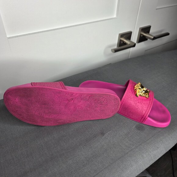 Women's Versace Fuchsia Pink Palazzo Medusa Slides COA - Size EU 39 - Picture 6 of 11
